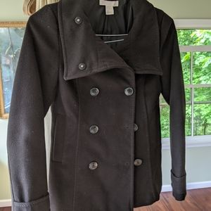 Woman's black peacoat